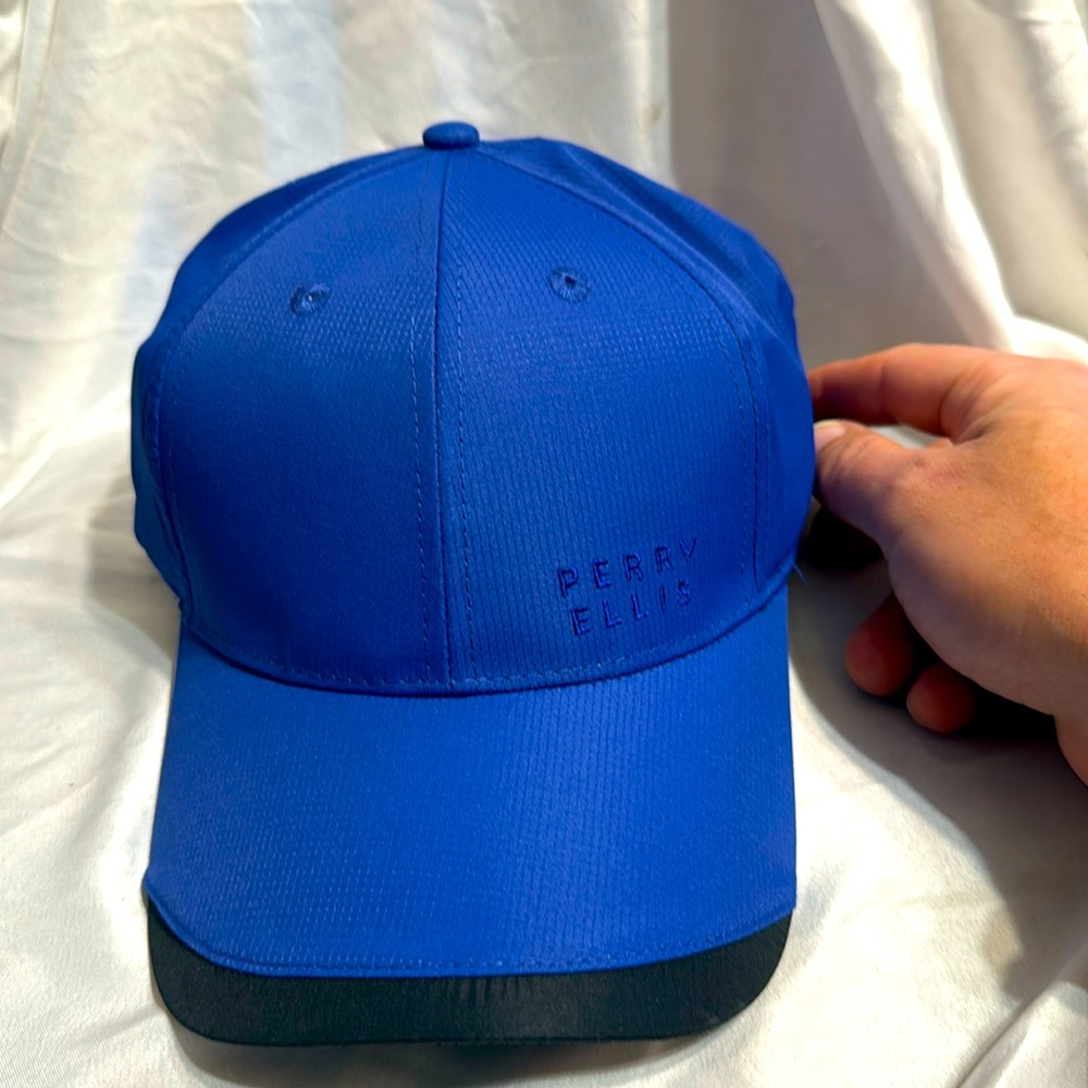 Men’s Perry Ellis Portfolio Snapback Hat Cap Sodalite Blue NEW